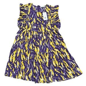 Michelle McDowell everly Dress tiger tail purple gold ruffle M- New sold out